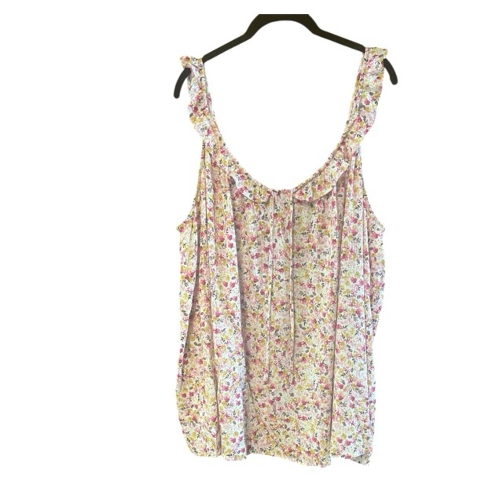 Torrid Washable Crinkle Gauze Ruffle‎ Tie Front Tank - Picture 2 of 9